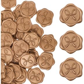 50 Pcs Bow Wax Seal Stickers Envelope Seal Stickers for Wedding 3D Self Adhesive Wax Stamp Sticker Decals for Invitation Baby Shower Greeting Cards Gift Wrapping(Gold) in Kuwait