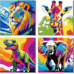 4 عبوات من مجموعات الطلاء بالأرقام للمناظر الطبيعية للبالغين والأطفال المبتدئين، مجموعات الطلاء بالأرقام سهلة التأطير للبالغين على قماش مؤطر خشبي، لوحة ألوان أكريليك DIY حسب الرقم لهدية ديكور المنزل مقاس 8 × 8 بوصة in Kuwait