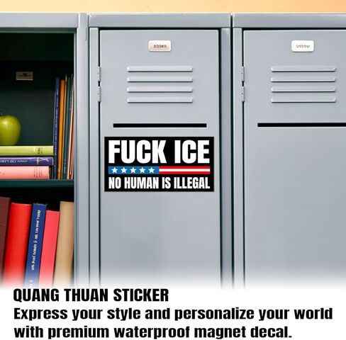Magnet F.uck ICE No Human is Illegal Magnetic Sign Bumper Sticker Abolish ICE American Flag Reusable Waterproof Car Magnet Decal for Fridges Trucks Cars [7.5x3.75] in Saudi Arabia