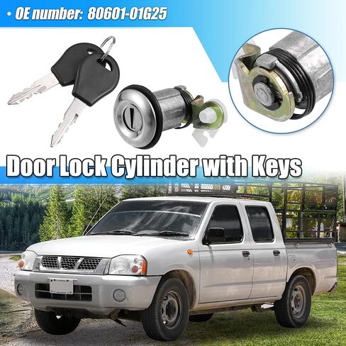 X AUTOHAUX 1 Set Front Left Right Side Door Lock Cylinder Cable with 2 Keys for Nissan Pickup D21 1984-1998 for Nissan D21 1986-1994 80601-01G25 in Saudi Arabia