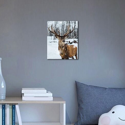 TUMOVO Adult Paint by Number Kits, Paint by Numbers Kit for Adults - Elk in a Snowy Winter Landscape, Serene Forest Wildlife Animal Art, Painting by Numbers Canvas, 16x20 Inch in Saudi Arabia