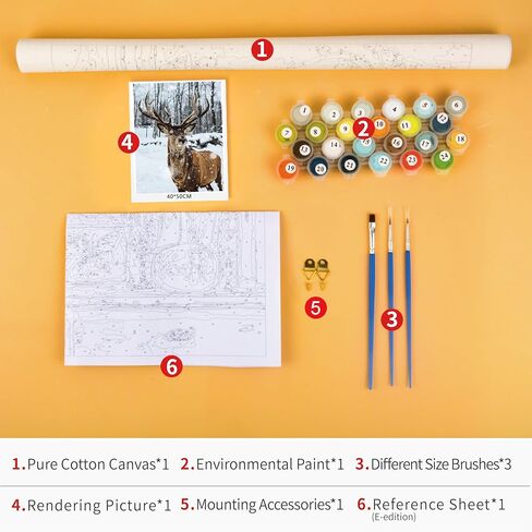 TUMOVO Adult Paint by Number Kits, Paint by Numbers Kit for Adults - Elk in a Snowy Winter Landscape, Serene Forest Wildlife Animal Art, Painting by Numbers Canvas, 16x20 Inch in Saudi Arabia
