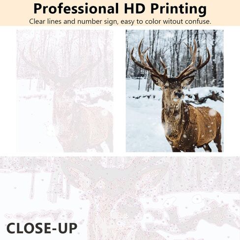 TUMOVO Adult Paint by Number Kits, Paint by Numbers Kit for Adults - Elk in a Snowy Winter Landscape, Serene Forest Wildlife Animal Art, Painting by Numbers Canvas, 16x20 Inch in Saudi Arabia