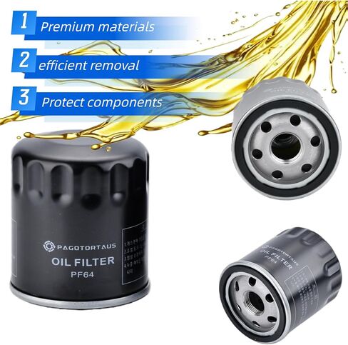 (6PCS) PF64 Engine Oil Filter with 918 (74mm) Oil Filter Wrench Compatible with Buick Cadillac Chevy GMC Freightliner Hummer Jeep Chrysler Alfa Romeo Replace 57060 PF48E HP-1017 PF48F in Saudi Arabia