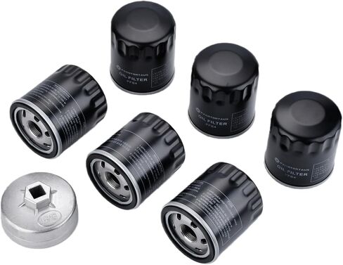 (6PCS) PF64 Engine Oil Filter with 918 (74mm) Oil Filter Wrench Compatible with Buick Cadillac Chevy GMC Freightliner Hummer Jeep Chrysler Alfa Romeo Replace 57060 PF48E HP-1017 PF48F in Saudi Arabia