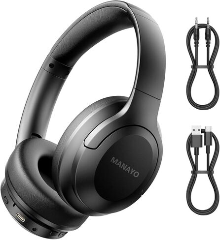 Active Noise Cancelling Headphones, Over Ear Headphones Wireless Bluetooth with Mic, 80H Playtime Bluetooth Headphones, Deep Bass Lightweight Comfortable Wireless Headphones for Travel, Home Office in Saudi Arabia