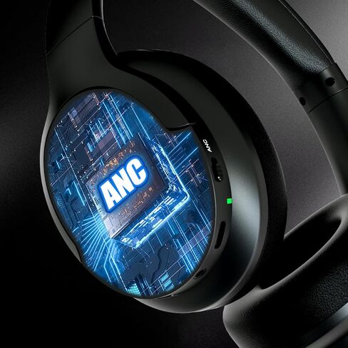Active Noise Cancelling Headphones, Over Ear Headphones Wireless Bluetooth with Mic, 80H Playtime Bluetooth Headphones, Deep Bass Lightweight Comfortable Wireless Headphones for Travel, Home Office in Saudi Arabia