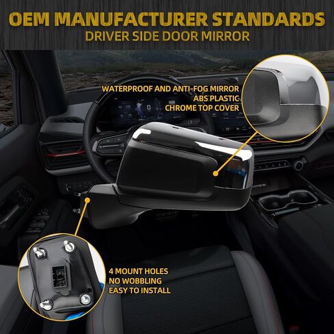 مرآة جانبية للركاب من Dasbecan متوافقة مع 19-24 Chevy Silverado 1500، 19-24 GMC Sierra Right Mirror مع تسخين الطاقة/مستشعر درجة الحرارة/استبدال الكروم القابل للطي يدويًا #GM1321583 84823219 (7 دبابيس) in Saudi Arabia