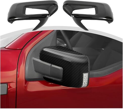 أغطية مرآة جانبية للباب من CheroCar مع فتحة إشارة الانعطاف متوافقة مع ملحقات بيك اب 2021-2024 2025 Ford F150 F-150 وزخارف أغطية مرآة الرؤية الجانبية اليسرى in Saudi Arabia