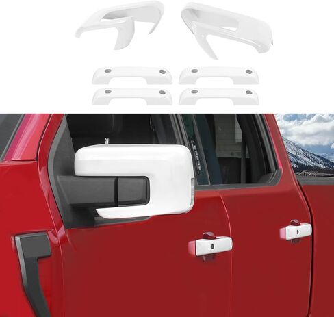 أغطية مرآة جانبية للباب من CheroCar مع فتحة إشارة الانعطاف متوافقة مع ملحقات بيك اب 2021-2024 2025 Ford F150 F-150 وزخارف أغطية مرآة الرؤية الجانبية اليسرى in Saudi Arabia