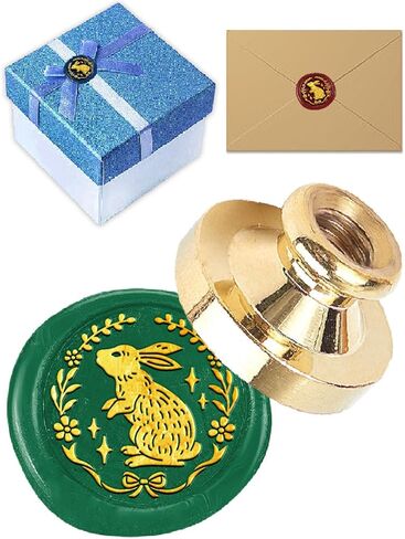 1Pcs Rabbit Brass Wax Seal Stamp Head, Vintage Sealing Wax Stamp No Handle Replacement Brass Head for Envelopes Party Invitation Gift Wrapping Thanksgiving Card, 25x14.5mm in Saudi Arabia