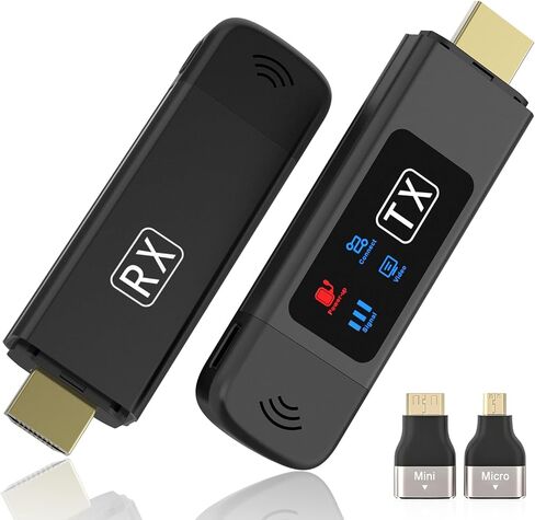Wireless HDMI Transmitter and Receiver, Plug & Play, 2.4G/5G Wireless HDMI Extender 4K Decoding & 1080P Output with LED Screen for Streaming Video and Audio to Monitor from Laptop/PC/TV Box/Projector in Saudi Arabia