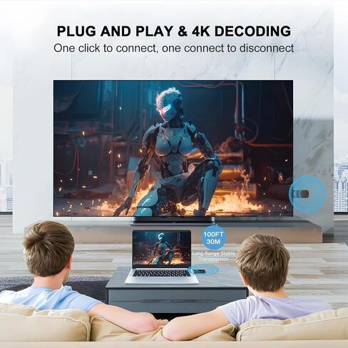 Wireless HDMI Transmitter and Receiver, Plug & Play, 2.4G/5G Wireless HDMI Extender 4K Decoding & 1080P Output with LED Screen for Streaming Video and Audio to Monitor from Laptop/PC/TV Box/Projector in Saudi Arabia
