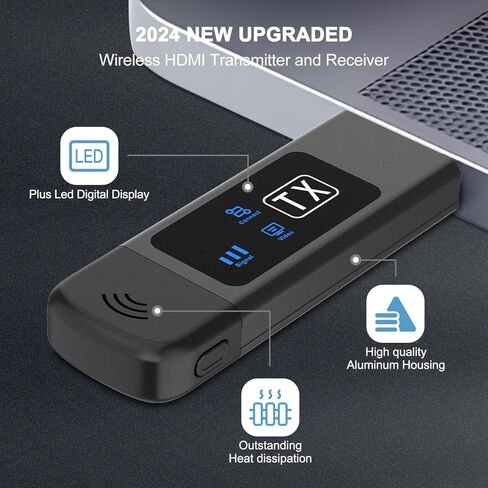 Wireless HDMI Transmitter and Receiver, Plug & Play, 2.4G/5G Wireless HDMI Extender 4K Decoding & 1080P Output with LED Screen for Streaming Video and Audio to Monitor from Laptop/PC/TV Box/Projector in Saudi Arabia