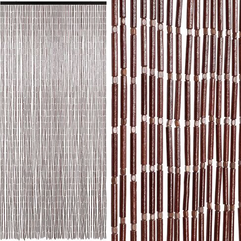 Handmade Bamboo Beaded Curtain for Doorway 65 Strands Door Beads Curtain Hanging Room Divider for Hallway Window Closet Boho Rustic Hippie Home Store Decor, 35.5 x 75 Inches Natural in Saudi Arabia