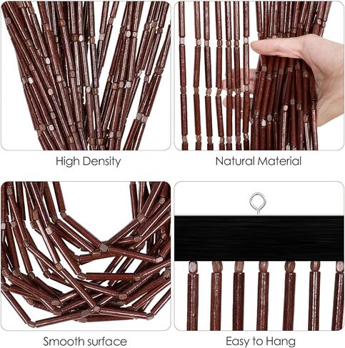 Handmade Bamboo Beaded Curtain for Doorway 65 Strands Door Beads Curtain Hanging Room Divider for Hallway Window Closet Boho Rustic Hippie Home Store Decor, 35.5 x 75 Inches Natural in Saudi Arabia