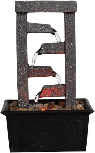 GOSSI Indoor Fountain Beautiful Stump Water Fountain Relaxation Raindrop Fountains Meditation Desk Fountain Artistic Waterfall Fountains Home/Office Decor(22013) in Kuwait