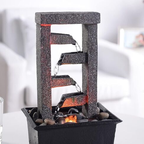 GOSSI Indoor Fountain Beautiful Stump Water Fountain Relaxation Raindrop Fountains Meditation Desk Fountain Artistic Waterfall Fountains Home/Office Decor(22013) in Kuwait