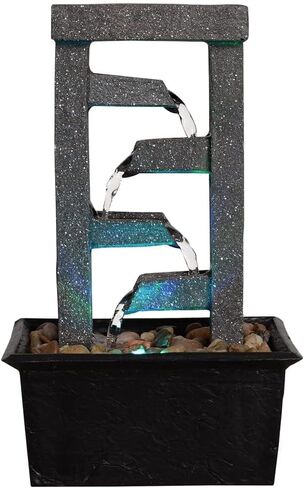 GOSSI Indoor Fountain Beautiful Stump Water Fountain Relaxation Raindrop Fountains Meditation Desk Fountain Artistic Waterfall Fountains Home/Office Decor(22013) in Kuwait