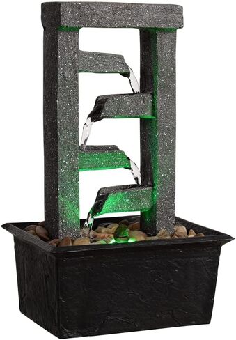 GOSSI Indoor Fountain Beautiful Stump Water Fountain Relaxation Raindrop Fountains Meditation Desk Fountain Artistic Waterfall Fountains Home/Office Decor(22013) in Kuwait