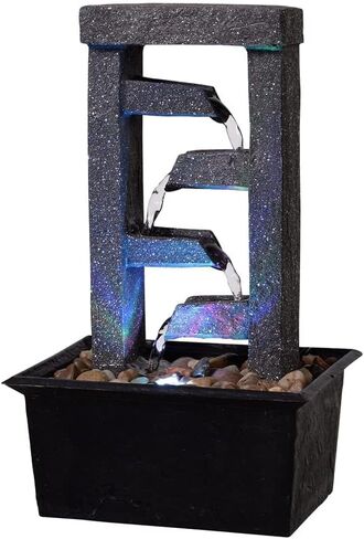 GOSSI Indoor Fountain Beautiful Stump Water Fountain Relaxation Raindrop Fountains Meditation Desk Fountain Artistic Waterfall Fountains Home/Office Decor(22013) in Kuwait