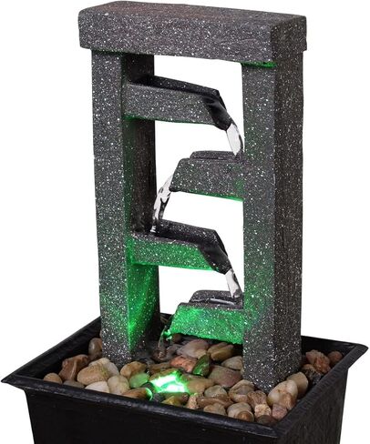 GOSSI Indoor Fountain Beautiful Stump Water Fountain Relaxation Raindrop Fountains Meditation Desk Fountain Artistic Waterfall Fountains Home/Office Decor(22013) in Kuwait
