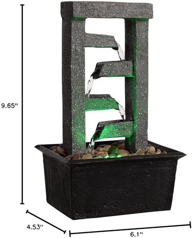 GOSSI Indoor Fountain Beautiful Stump Water Fountain Relaxation Raindrop Fountains Meditation Desk Fountain Artistic Waterfall Fountains Home/Office Decor(22013) in Kuwait