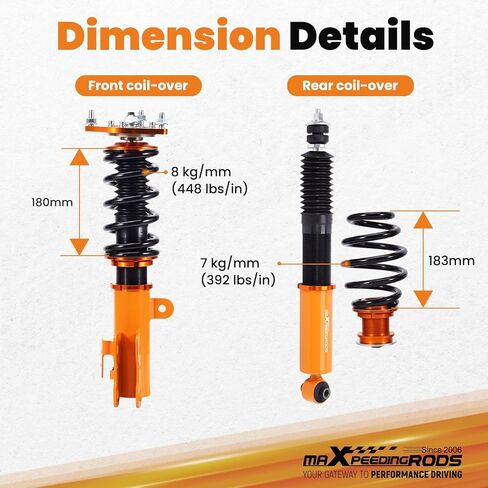 maXpeedingrods Coilovers for Scion TC 2011-2016, Height Adjustable Coilovers Suspension Kit Strut, Preset Damping Shock Absorber Struts, Lowering Kits Gold in Saudi Arabia