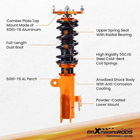 maXpeedingrods Coilovers for Scion TC 2011-2016, Height Adjustable Coilovers Suspension Kit Strut, Preset Damping Shock Absorber Struts, Lowering Kits Gold in Saudi Arabia