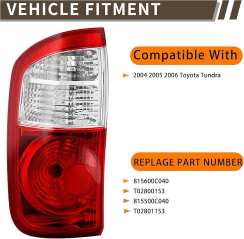 Tail Light Assembly Compatible With 2004 2005 2006 Toyota Tundra Right Passenger Side Halogen Rear Brake Lamps Includes Wiring Harness Fit 4 Door Double Cab in Saudi Arabia