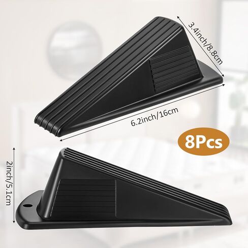 8 Pack Door Stops for Bottom of Door, Rubber Door Stoppers Heavy Duty Door Stopper Tall up to 2 Inch Stackable Door Wedge Stopper Black Large Door Stop for Tile, Wooden Floor, Carpet in Saudi Arabia
