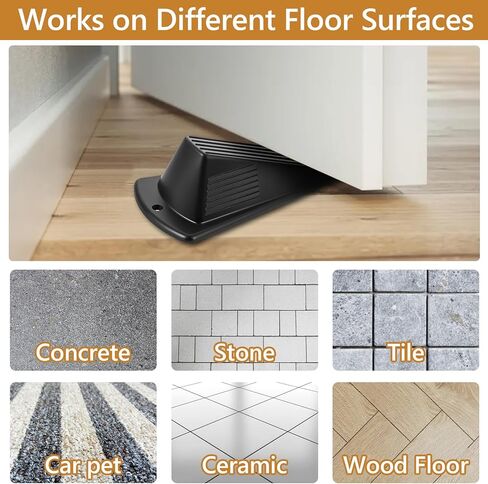 8 Pack Door Stops for Bottom of Door, Rubber Door Stoppers Heavy Duty Door Stopper Tall up to 2 Inch Stackable Door Wedge Stopper Black Large Door Stop for Tile, Wooden Floor, Carpet in Saudi Arabia