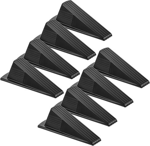 8 Pack Door Stops for Bottom of Door, Rubber Door Stoppers Heavy Duty Door Stopper Tall up to 2 Inch Stackable Door Wedge Stopper Black Large Door Stop for Tile, Wooden Floor, Carpet in Saudi Arabia