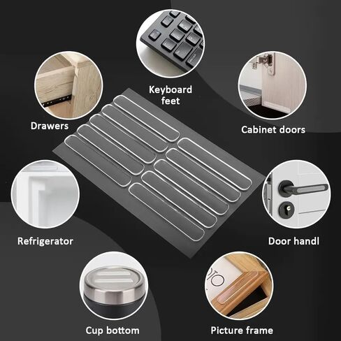 4PCS Transparent Silicone Door Stop Mats - Heavy Duty Anti - Collision Strips for Glass, Sliding and Shower Doors, Durable Home Protection with Easy Adhesion and Noise Reduction, LongStyle in Saudi Arabia