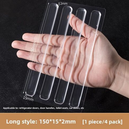 4PCS Transparent Silicone Door Stop Mats - Heavy Duty Anti - Collision Strips for Glass, Sliding and Shower Doors, Durable Home Protection with Easy Adhesion and Noise Reduction, LongStyle in Saudi Arabia
