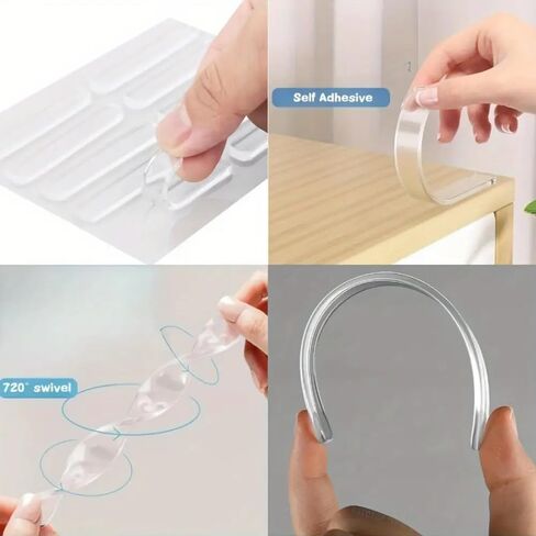 4PCS Transparent Silicone Door Stop Mats - Heavy Duty Anti - Collision Strips for Glass, Sliding and Shower Doors, Durable Home Protection with Easy Adhesion and Noise Reduction, LongStyle in Saudi Arabia