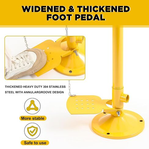 Eye Wash Station Pedestal Mounted Eyewash Station Adjustable Water Flow Hands Free Operation Eye Wash Units Stainless Steel Eye Washing Station with Dual Spray Heads and Pedal in Saudi Arabia
