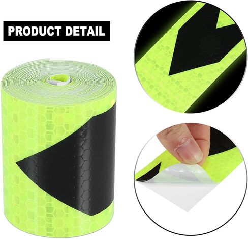 Generic Reflective Safety Warning Tape Adhesive Reflective Signs Waterproof High Visibility Sticker for Trailer Cars Auto Trucks Trailer Outdoor Black Green Arrow Pattern in Saudi Arabia