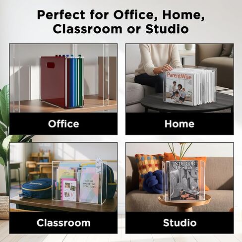CLASSIC ACRYLIC File Organizer for Desk - A Slim Acrylic Storage Box with Handles is great for Office Organization - This Modern Acrylic Magazine Holder makes a Great Gift for Home/Work Space in Kuwait