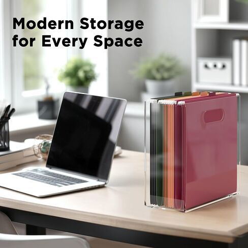 CLASSIC ACRYLIC File Organizer for Desk - A Slim Acrylic Storage Box with Handles is great for Office Organization - This Modern Acrylic Magazine Holder makes a Great Gift for Home/Work Space in Kuwait