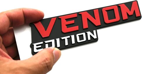 قطعة واحدة من شارات شعار إصدار Venom Badass ملصق ثلاثي الأبعاد متوافق مع سيارة عالمية شاحنة SUV الجانب الخلفي الأمامي غطاء صندوق السيارة (أحمر) in Kuwait