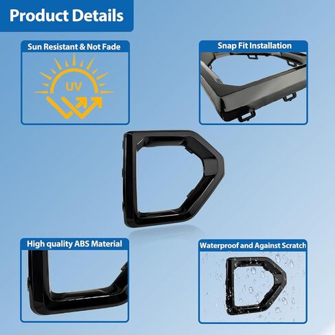 Front Fog Light Bezel Cover 2019-2023, Compatible with GMC Sierra 1500 4-Door Denali SLT AT4, Fog Lamp Cover Trim Replace# 84176753 84176752, Gloss Black (Left Driver Side) in Saudi Arabia