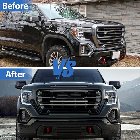 Front Fog Light Bezel Cover 2019-2023, Compatible with GMC Sierra 1500 4-Door Denali SLT AT4, Fog Lamp Cover Trim Replace# 84176753 84176752, Gloss Black (Left Driver Side) in Saudi Arabia