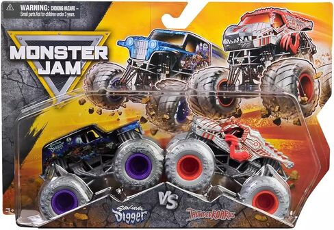 Monster Jam 1:64 Scale 2-Pack – Son-uVa Digger vs ThunderROARus, Series 32 (2024 Edition) – Official Spin Master Monster Trucks, Die-Cast Set for Kids Ages 3 and Up in Saudi Arabia