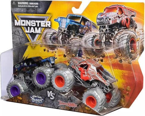 Monster Jam 1:64 Scale 2-Pack – Son-uVa Digger vs ThunderROARus, Series 32 (2024 Edition) – Official Spin Master Monster Trucks, Die-Cast Set for Kids Ages 3 and Up in Saudi Arabia
