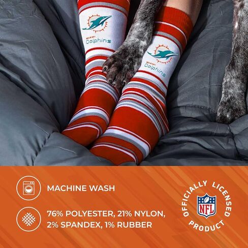 FBF NFL Adult Striped Dress Socks - Premium Quality - Machine Washable - Perfect for Game Day and Everyday Wear (Cincinnati Bengals - Orange) in Saudi Arabia