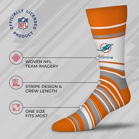FBF NFL Adult Striped Dress Socks - Premium Quality - Machine Washable - Perfect for Game Day and Everyday Wear (Cincinnati Bengals - Orange) in Saudi Arabia
