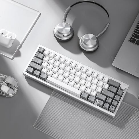 YUNZII AL68 Wireless Mechanical Keyboard 60%,QMK/VIA Aluminum Keyboard,Hot Swappable Custom Keyboard with Knob,Gasket Structure,RGB Backlit Gaming Keyboard for Mac/Windows (Silver, Milk V2) in Kuwait