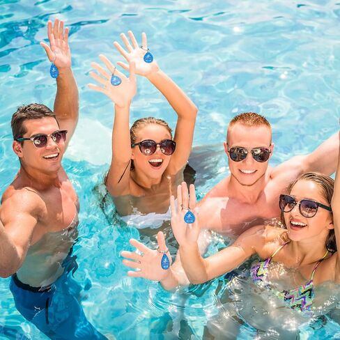 Honoson 100 Pcs Pool Pass Tags with Consecutive Numbers Water Drop Shape Pool Keychain with Ring (Modern) in Saudi Arabia