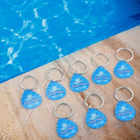 Honoson 100 Pcs Pool Pass Tags with Consecutive Numbers Water Drop Shape Pool Keychain with Ring (Modern) in Saudi Arabia